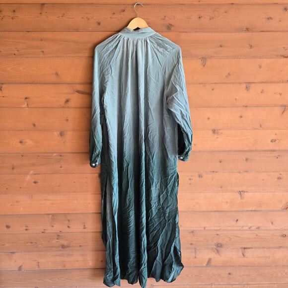 For Restless Sleepers Gradiant Tye & Dye Maxi Dress XS Silk Green Ombre Kaftan - Picture 2 of 7